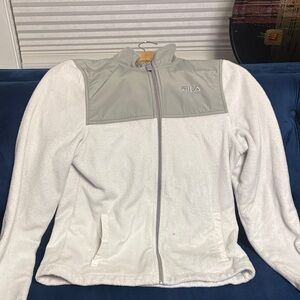FILA Women's White and Gray Teddy Jacket